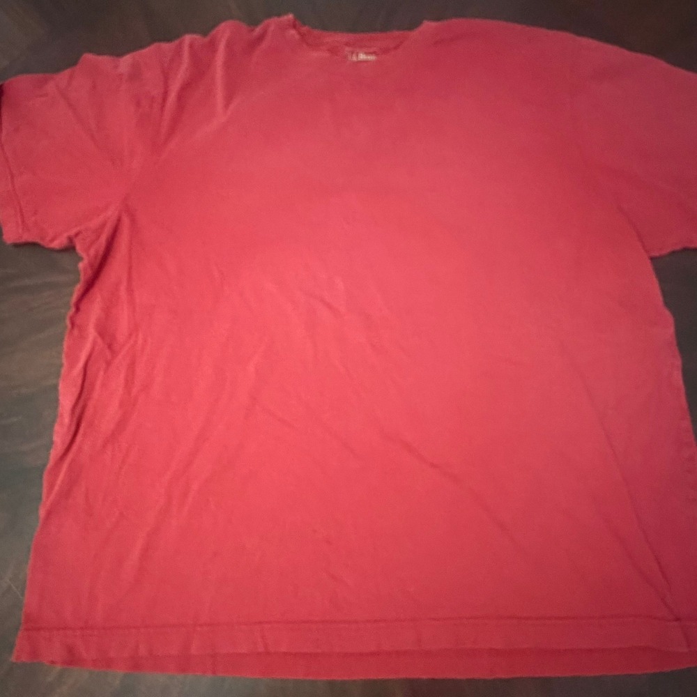 LL Bean Mens Red Cotton Short Sleeve Crew Neck T-Shirt Modern Blank Size XL